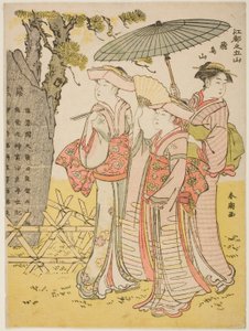 Asuka vetää (Asukayama), sarjasta "Five pulls of Edo (the aftermath of things)" tekijältä Katsukawa Shuncho