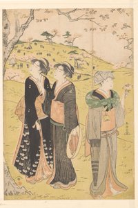 Admireu les flors de cirerer a Asukayama Finish tekijältä Katsukawa Shuncho