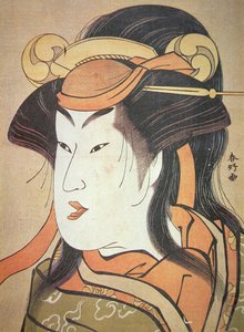 Japanilaisen miesnäyttelijän päällikkö naisroolissa, n. 1787-1788 (puukiviprintti) tekijältä Katsukawa Shuncho