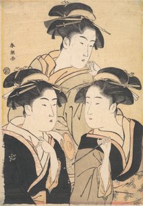 Kolme kauneutta, 1700-luvun loppu. tekijältä Katsukawa Shuncho