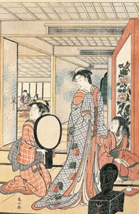 Nainen peilin edessä, Katsukawa Shunsho (1726-1792), Japanin japanilainen sivilisaatio tekijältä Katsukawa Shuncho