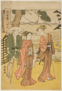 Kahdeksas näytös: Chushingura (Treasury of the Forty-seven Loyal Retainers) -näytelmästä: The Bridal Journey (Michiyuki). tekijältä Katsukawa Shun