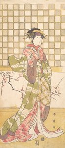 Iwai-klaanin näyttelijä naisena, n. 1795. tekijältä Katsukawa Shun