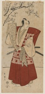 Ichikawa Monnosuke II lordia pitelevänä lippua, 1791.