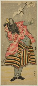 Näyttelijä Ichikawa Danjuro V näyttelijänä Hei Shinno Masakado näytelmässä Hana no O-Edo Masakado Matsuri, joka esitettiin Ichimura-teatterissa yhdentenätoista kuukautena vuonna 1789. tekijältä Katsukawa Shun