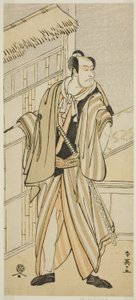 Näyttelijä Ichikawa Ebizo (Danjuro V) roolissa Banzui Chobei näytelmässä Gozen-gakari Sumo Soga, joka esitettiin Kawarazakin teatterissa toisena kuukautena vuonna 1793. tekijältä Katsukawa Shun