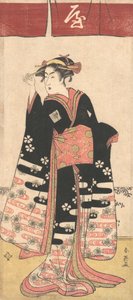 Näyttelijä Ichikawa Monosuke II tunnistamattomassa naisroolissa, n. 1789.