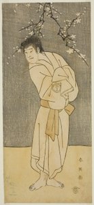 Näyttelijä Sawamura Sojuro III munkki Seigeninä () näytelmässä Saikai Soga Nakamura (), joka esitettiin Nakamura-teatterissa () vuoden 1793 ensimmäisenä kuukautena (). tekijältä Katsukawa Shun