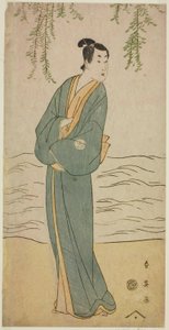 Näyttelijä Segawa Kikunojo III Chokichina näytelmässä Suda no Haru Geisha Katagi, joka esitettiin Kiri-teatterissa ensimmäisenä kuukautena vuonna 1796. tekijältä Katsukawa Shun