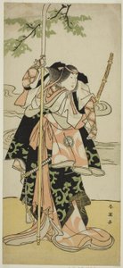 Näyttelijä Segawa Kikunojo III Lady Tomoen (Tomoe Gozen) rouvana näytelmässä Yasa Gumbai Miyako no Jindori, joka esitettiin Miyakon teatterissa yhdentenätoista kuukauden aikana, noin 1793 (värillinen puupiirros; hosoban). tekijältä Katsukawa Shun