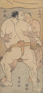 Kaksi kuuluisaa painijaa Onogawa ja Tanikase, n. 1795.