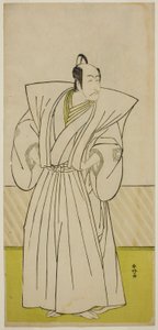 Näyttelijä Ichikawa Danjuro V Enya Hangan () roolissa näytelmässä Kanadehon Chushin Nagori no Kura (), joka esitettiin Nakamura-teatterissa () yhdeksäntenä kuukautena vuonna 1780 (). tekijältä Katsukawa Shunkо̄