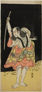 Näyttelijä Nakamura Nakazo I roolissa Ippei () näytelmässä Koi Nyobo Somewake Tazuna (), joka esitettiin Ichimura-teatterissa () kahdeksantena kuukautena vuonna 1778 (). tekijältä Katsukawa Shunkо̄