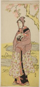 Näyttelijä Segawa Kikunojo III Kumenosuken roolissa näytelmässä Keisei Natori Soga, joka esitettiin Kiri-teatterissa toisena kuukautena vuonna 1788. tekijältä Katsukawa Shunkо̄