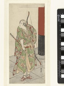 Näyttelijä Ichikawa Monnosuke II jousella ja nuolella tekijältä Katsukawa Shunko