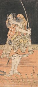 Näyttelijä miekalla iskemään valmiina, 1700-luvun loppu.