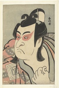 Näyttelijä Ichikawa Monnosuke II:n rintakuva Soga no Goron roolissa. tekijältä Katsukawa Shunko
