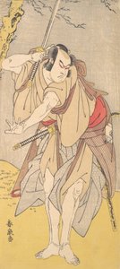 Näyttelijä Onoe Matsusuke samuraina vedetyllä miekalla, 1786.