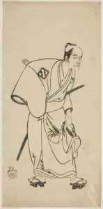 Näyttelijä Arashi Otohachi I Hotei Ichiemonina näytelmässä Ayatsuri Kabuki Ogi, esitettiin Nakamura-teatterissa seitsemännessä kuussa, 1768 tekijältä Katsukawa Shunsho