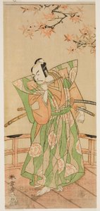 The Actor Ichikawa Danjuro V as Momonoi Wakasanosuke Yasuchika (?) in the Play Kanadehon Chushingura (?), Performed at the Nakamura Theater (?) in the Fifth Month, 1771 (?) tekijältä Katsukawa Shunsho