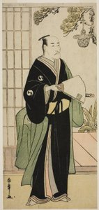 Näyttelijä Ichikawa Danjuro V Oboshi Yuranosukena näytelmässä Kanadehon Chushingura, esitettiin Nakamura-teatterissa viidennessä kuussa, 1783 tekijältä Katsukawa Shunsho