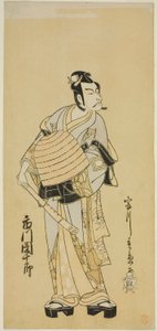 Näyttelijä Ichikawa Danjuro V: Soga no Goro naamioitunut Komusoksi näytelmässä Sakai-cho Soga Nendaiki, esitettiin Nakamura-teatterissa ensimmäisenä kuukautena, 1771 tekijältä Katsukawa Shunsho