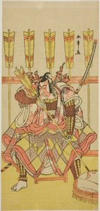 Näyttelijä Ichikawa Danjuro V Yanone Gorona näytelmässä Kuruwa-gayoi Komachi Soga, esitettiin Nakamura-teatterissa viidennessä kuussa, 1781 tekijältä Katsukawa Shunsho