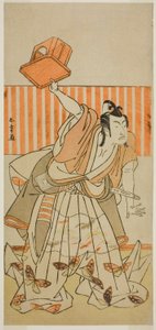 Näyttelijä Ichikawa Monnosuke II Ageha no Chokichina Naamioituna Soga no Goro Tokimuneksi näytelmässä Kaido Ichi Yawaragi Soga, esitettiin Nakamura-teatterissa kolmannessa kuukaudessa, 1778 tekijältä Katsukawa Shunsho