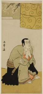 Näyttelijä Ichikawa Monnosuke II buddhalaisena munkina näytelmässä Edo no Hana Mimasu Soga, joka esitettiin Nakamura-teatterissa neljännessä kuukaudessa, 1783 tekijältä Katsukawa Shunsho