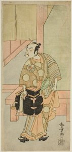 Tea C ja r Ichimura Uzaemon I X As Te Cup rd Rese r Komagata Ikkaku Member Te Pay Fujin lumikirjanpitäjä esiintyy Te Ichimura Te First Gate th, 1770 tekijältä Katsukawa Shunsho