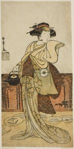 Näyttelijä Iwai Hanshiro IV Tsukisayona näytelmässä Gohiiki Nenne Soga, esitettiin Nakamura-teatterissa ensimmäisenä kuukautena, 1779 tekijältä Katsukawa Shunsho