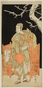 The Actor Matsumoto Koshiro IV as Sagami Jiro Disguised as Ambaiyoshi Gorohachi in the Play Oyoroi Ebido Shinozuka, Performed at the Nakamura Theater in the Eleventh Month, 1772 tekijältä Katsukawa Shunsho