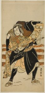Näyttelijä Nakamura Nakazo I Abe no Sadatona (?) näytelmäpäivämäärässä Nishiki Tsui no Yumitori (?), joka esitettiin Morita-teatterissa (?) yhdestoista kuukaudessa, 1778 (?)