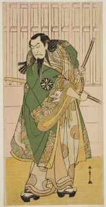 Näyttelijä Nakamura Nakazo I Hige no Ikyu -näytelmässä Nanakusa Yosooi Soga, esitettiin Nakamura-teatterissa viidennessä kuussa, 1782 tekijältä Katsukawa Shunsho