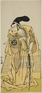 Näytelmä Iro Moyo Aoyagi Soga (?) esitetään Nakamura-teatterissa toisessa kuussa, 1775 (?) tekijältä Katsukawa Shunsho