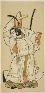 Näyttelijä Nakamura Nakazo I prinssi Koreakirana (?) näytelmässä Gohiiki Kanjincho, joka esitettiin Nakamura-teatterissa yhdestoista kuukaudessa, 1773 tekijältä Katsukawa Shunsho