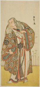 Näyttelijä Nakamura Nakazo I miekkamestari Takuma Genryuna (?) näytelmässä Edo no Fuji Wakayagi Soga (?), joka esitettiin Nakamura-teatterissa (?) ensimmäisenä kuukautena, 1789 (?) tekijältä Katsukawa Shunsho