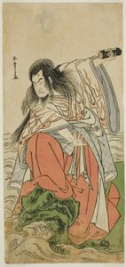 Näyttelijä Onoe Matsusuke I eläkkeellä oleva keisari Sutoku näytelmässä Kitekaeru Nishiki no Wakayaka, joka esitettiin Nakamura-teatterissa yhdestoista kuukaudessa, 1780 tekijältä Katsukawa Shunsho