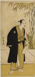 Näyttelijä Otani Tomoemon I Kajino Choania (?) näytelmässä Hono Nitta Daimyojin (?), joka esitettiin Morita-teatterissa (?) seitsemännessä kuussa, 1777 tekijältä Katsukawa Shunsho