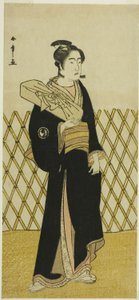 Näyttelijä Sawamura Sojuro III kampaaja Jirokichina näytelmässä Shida Choja-bashira, joka esitettiin Nakamura-teatterissa kahdeksannessa kuukaudessa, 1781 tekijältä Katsukawa Shunsho