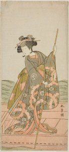Näyttelijä Yoshizawa Iroha I prinsessa Yosooina (Yosooi Hime) näytelmässä Kikujido Shuen no Iwaya, joka esitettiin Morita-teatterissa yhdestoista kuukaudessa, 1775 tekijältä Katsukawa Shunsho