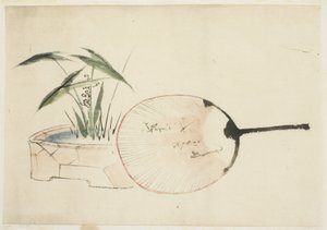Tuulettimen ja kasvien järjestely tekijältä Katsushika (school of) Hokusai