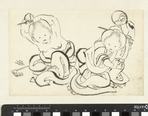 Dues dones fent-se els cabells tekijältä attributed to Katsushika Hokusai