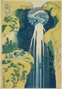 Amida Falls in the Reaches of the Kisokaido (Kisoji no oku Amidagataki), sarjasta "Kierto vesiputouksilla eri provinsseissa (Shokoku taki meguri)" tekijältä Katsushika Hokusai