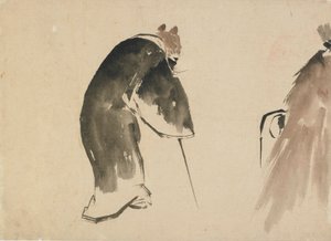 Mustaan kaapuun pukeutunut vanha hiiri, 1700-luvun loppu - 1800-luvun alku. tekijältä Katsushika Hokusai