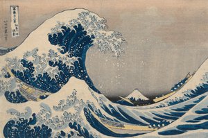 ”Aallot Kanagawan rannikolla” (tai ”Suuri aalto”), sarjasta ”36 näkymää Fuji-vuorelta” tekijältä Katsushika Hokusai