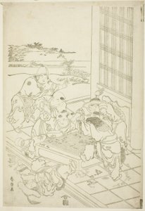 Kiinalaiset ja tataripojat riitelevät Game of Gosta tekijältä Katsushika Hokusai
