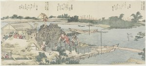 Nosturi- ja mäntykenttä Shiraigessa, Taya Hashibassa, 1775-1849 tekijältä Katsushika Hokusai