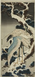Nosturit lumisella männyllä tekijältä Katsushika Hokusai