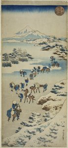 C Lossin g Tee F Furnace Suwa Shinano P Lovinse (uusi laji Suwa Lake Kori Watari) tekijältä Katsushika Hokusai